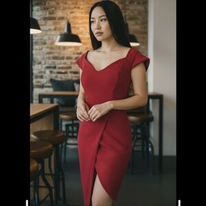 Boohoo Elegant Red Asymmetrical Dress